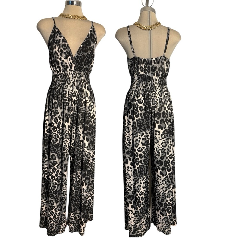 Elegant Chic Leopard Print Jumpsuit Size XL
